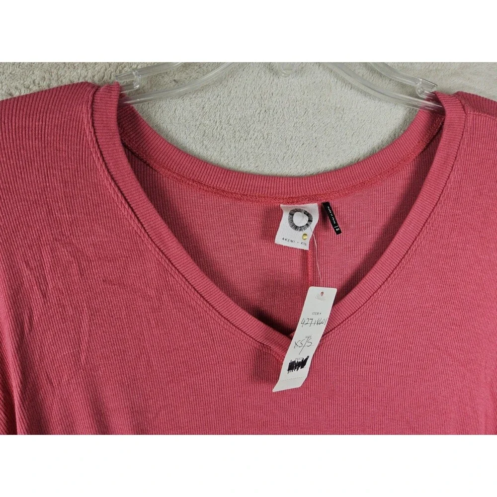 Akemi + Kin Anthropologie Oversized Hi Lo V Neck Top Pink Size XS/S